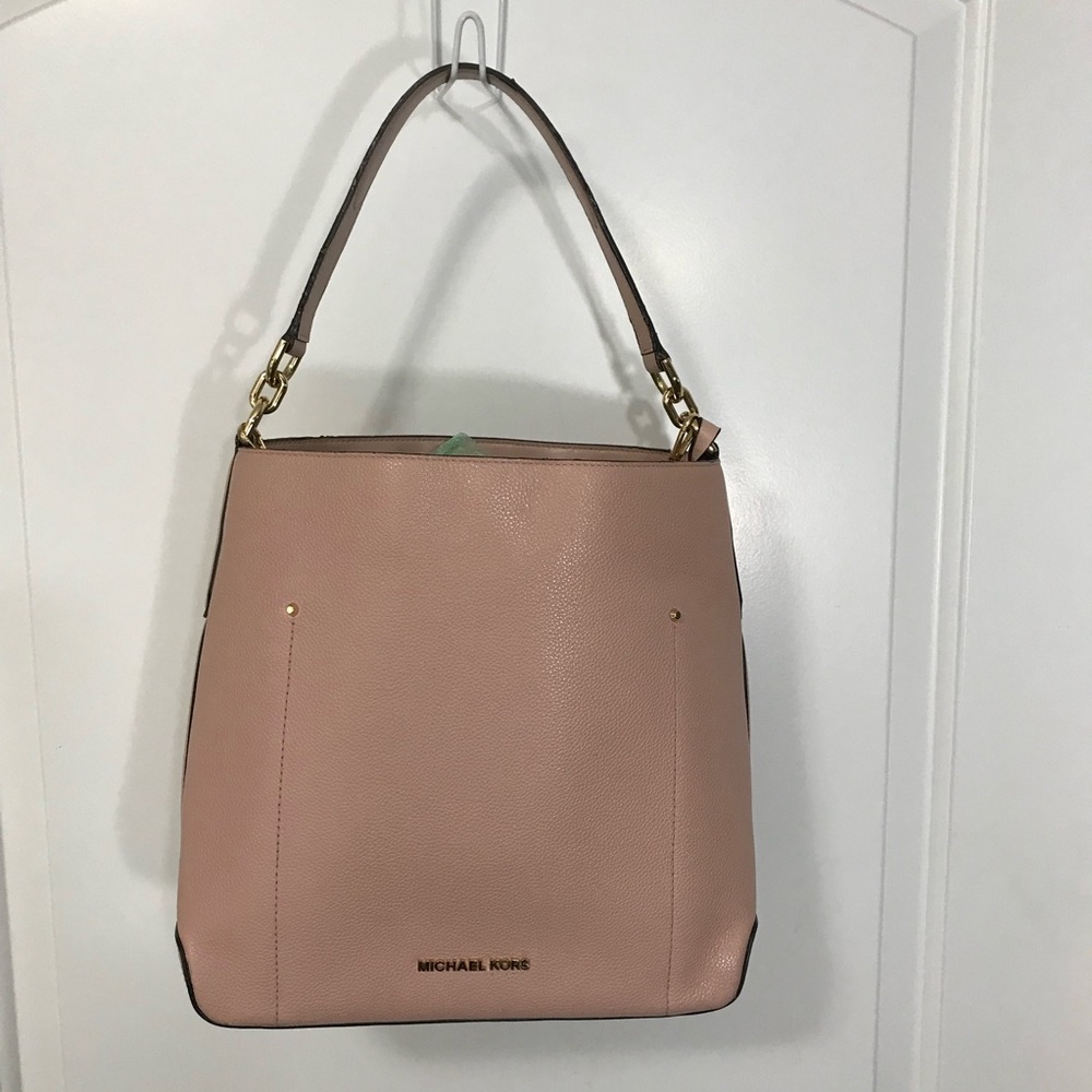 Michael Kors Hayes Large Pink Leather Bucket Shoulder Bag EUC